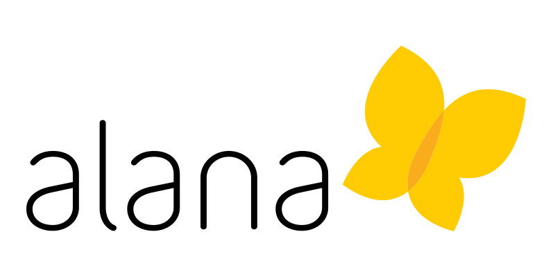 Logotipo do Instituto Alana, com uma borboleta amarela.